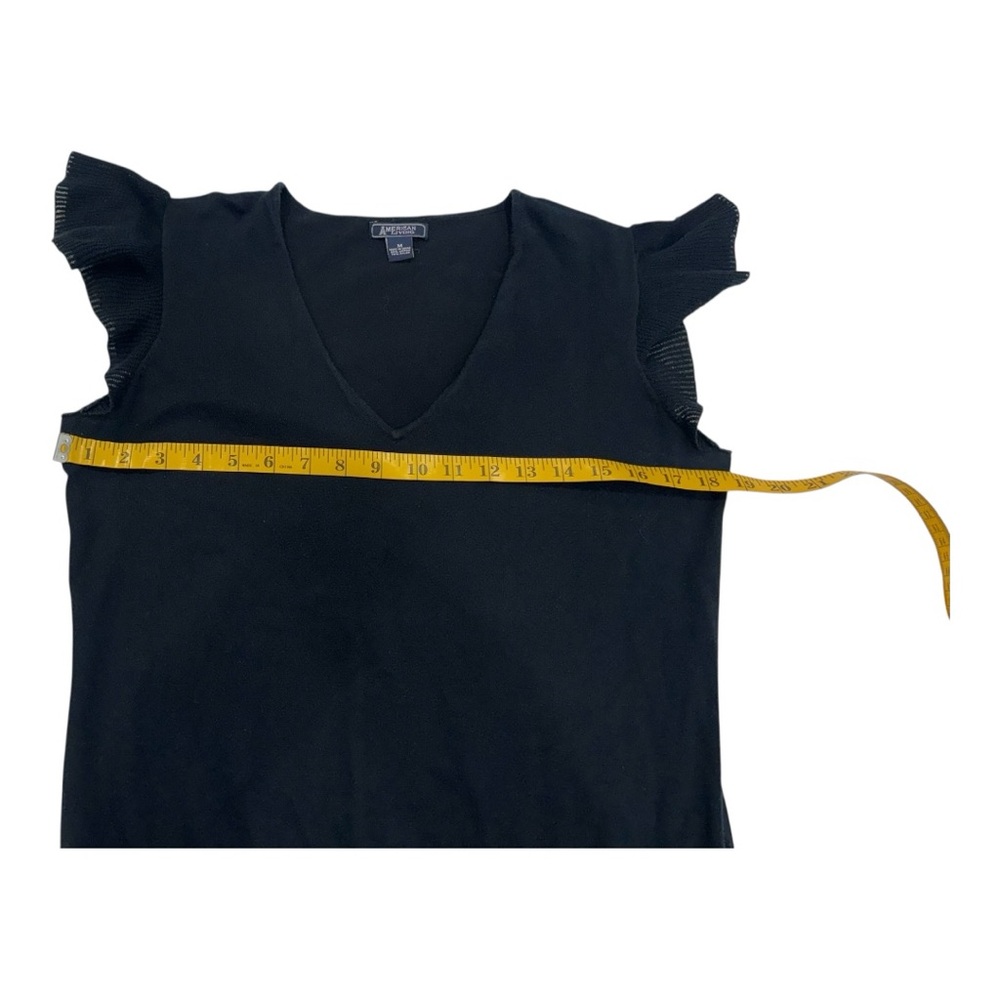 Navy Blue Medium Ruffle Sleeve V-Neck Flutter Sleeve Sweater - Picture 4 of 6